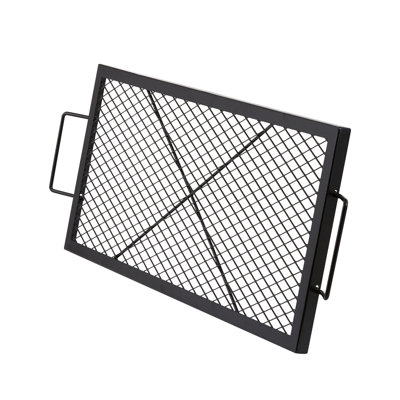 Foyer de cuisson en acier robuste, rectangle de 32 pouces avec poignée, convient aux réunions de famille, maille en forme de losange pour une meilleure cuisson, facile à transporter et à utiliser dans une grille de barbecue sauvage, noir