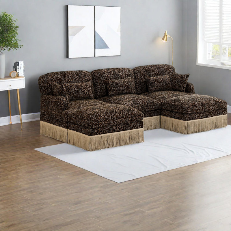 Large Modular Sofas Chenille Leopard Modern U Shaped Couch For Home