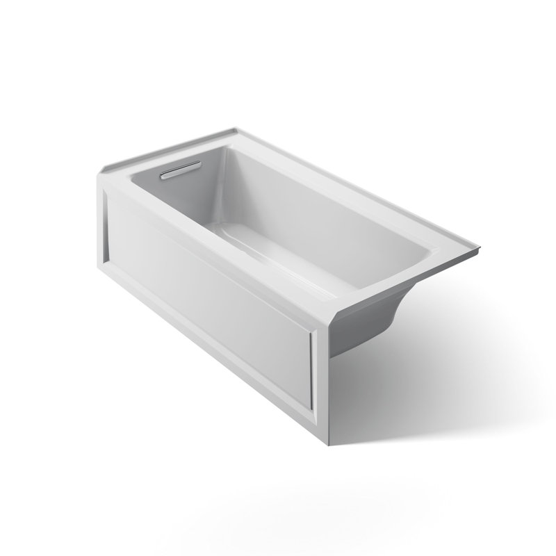 Archer Alcove Bath with Bask Heated Surface, Integral Apron, Tile Flange, Ice Grey, Left
