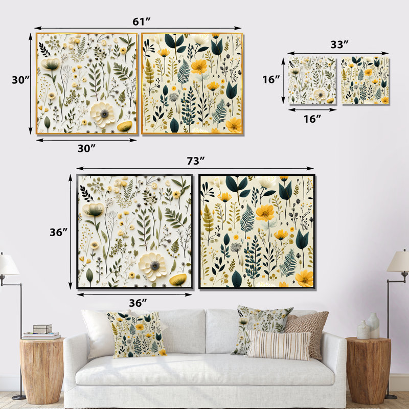 Amaury - Ensemble de 2 reproductions d'art sur toile, Toile tendue, H 16 po x l 33 po x P 1 po