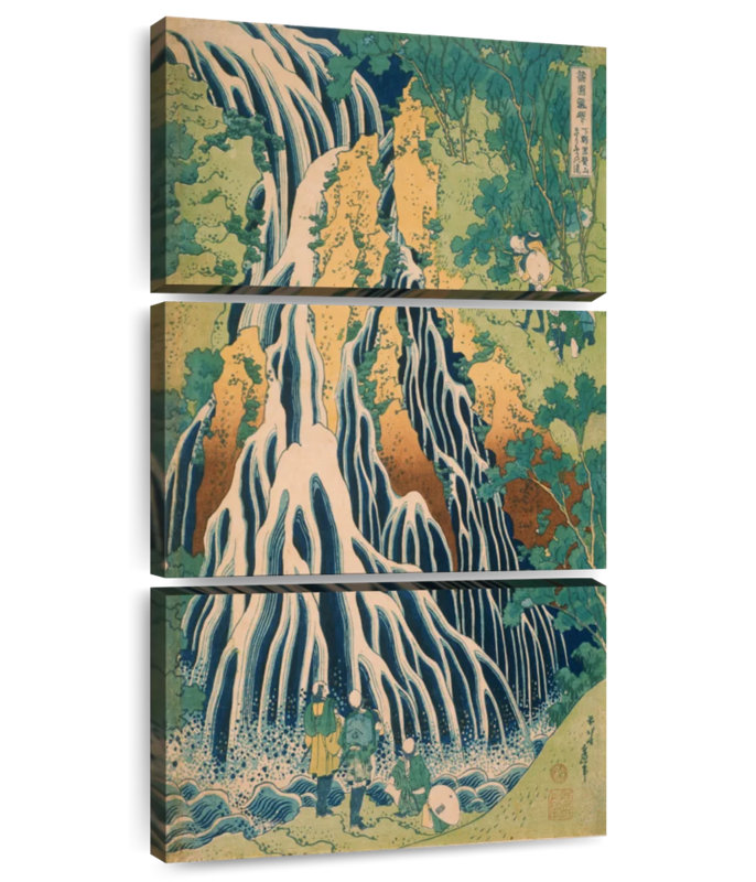 Pèlerins à la cascade de Kirifuri, H 27 po x l 12 po