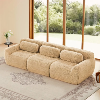 Tissu moelleux doux et moelleux de 114 po, canapés modulaires modulaires, conception ergonomique avec repose-pieds et coussins décoratifs, raccordement à boucle pour emballage sous vide à compression complète, pour cinéma maison