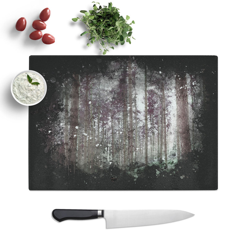 Tempered Glass Pretty Forest Chopping Board, 28.5 cm x 39 cm