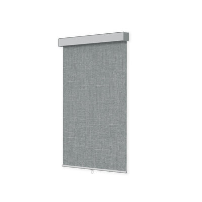  100% Blackout Roller Shades, Free-Stop Cordless Roller Blinds for Windows, Thermal Insulated Linen Fabric Window Shades UV Protection for Home, Door, Grey, 27"W x 72"H