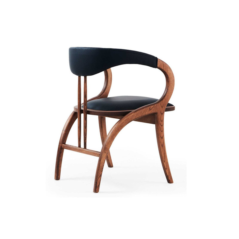 Fauteuil en bois massif avec dossier et assise rembourrés