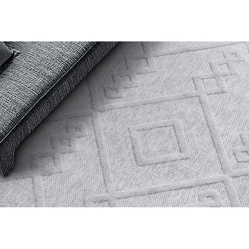 Tapis rectangulaire gris en polypropylène tissé à la machine Kaleson, Rectangle 5 pi 3 po x 7 pi 7 po