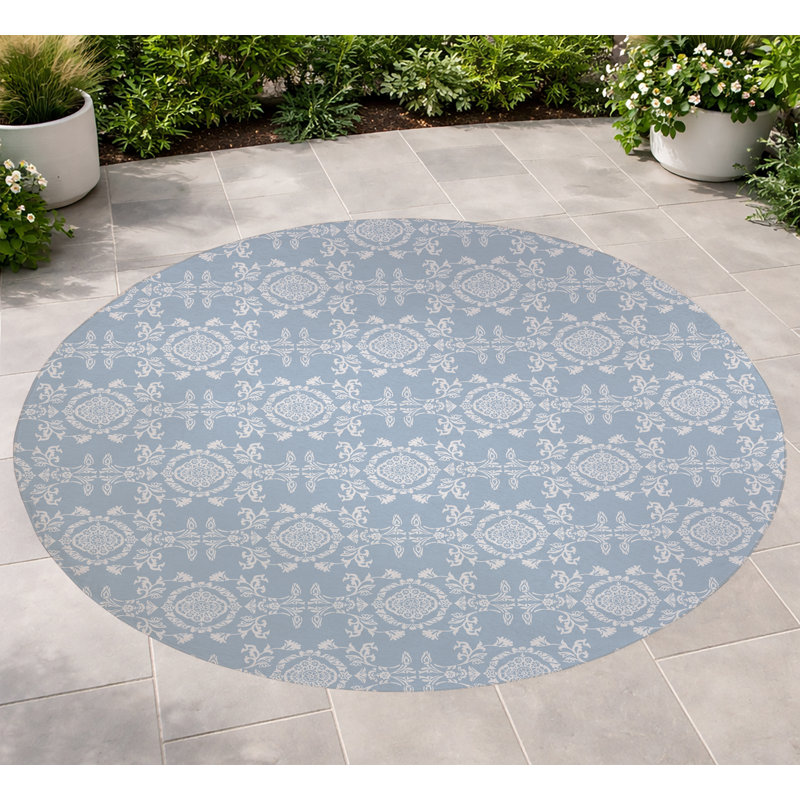 Jackie Soft Step Outdoor Area Rug, Round 5', Periwinkle