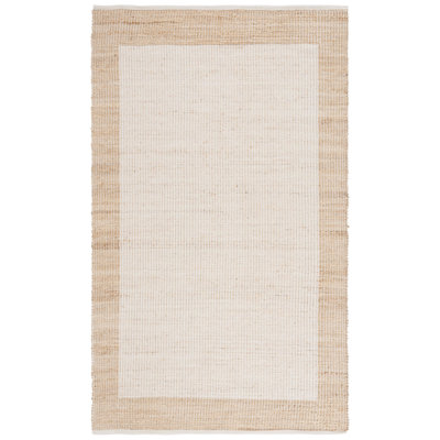 Natural Fiber Handwoven Jute & Cotton Geometric Rug in Natural/Ivory