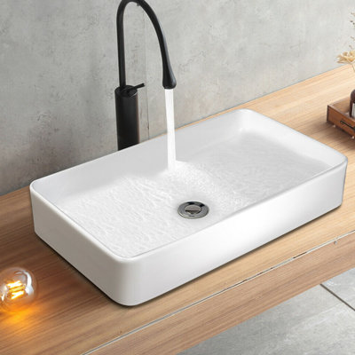 Lavabo de salle de bain vasque rectangulaire en céramique blanche