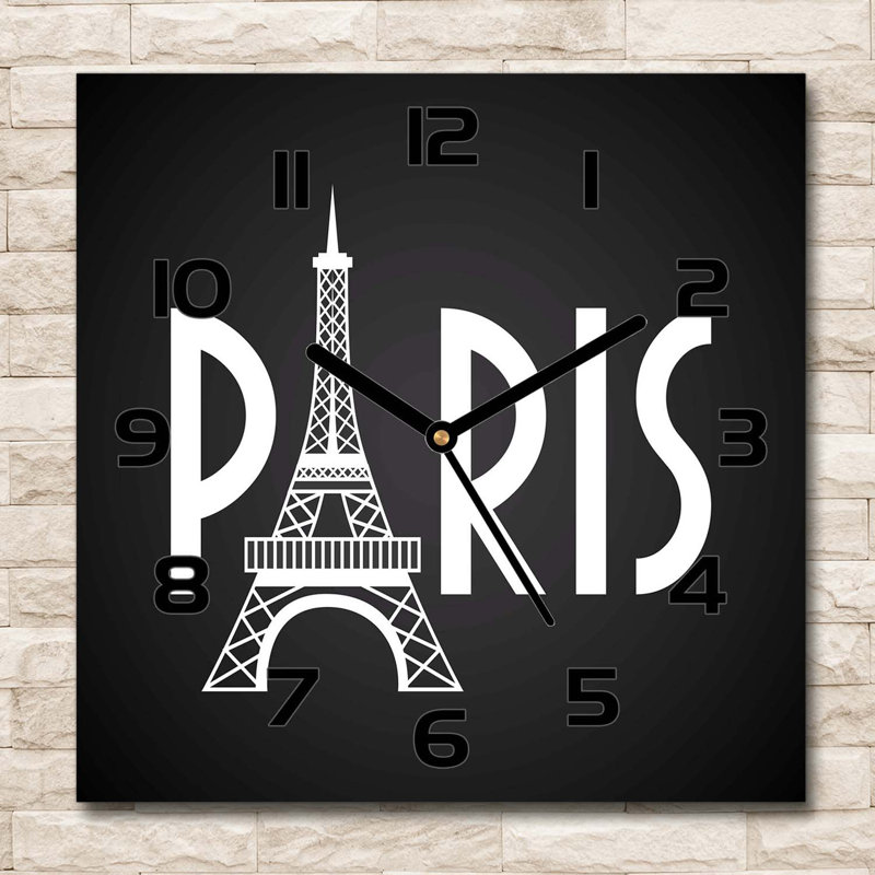 Glass Wall Clock, Black/White