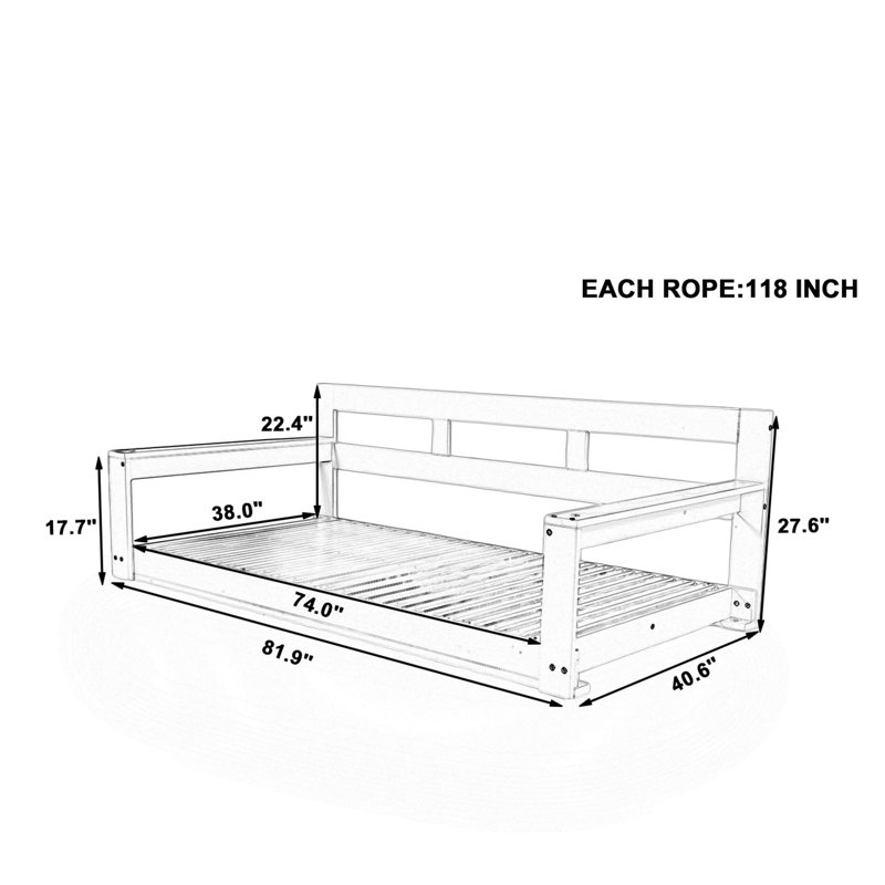 Banc de jardin avec 4 cordons, Noir