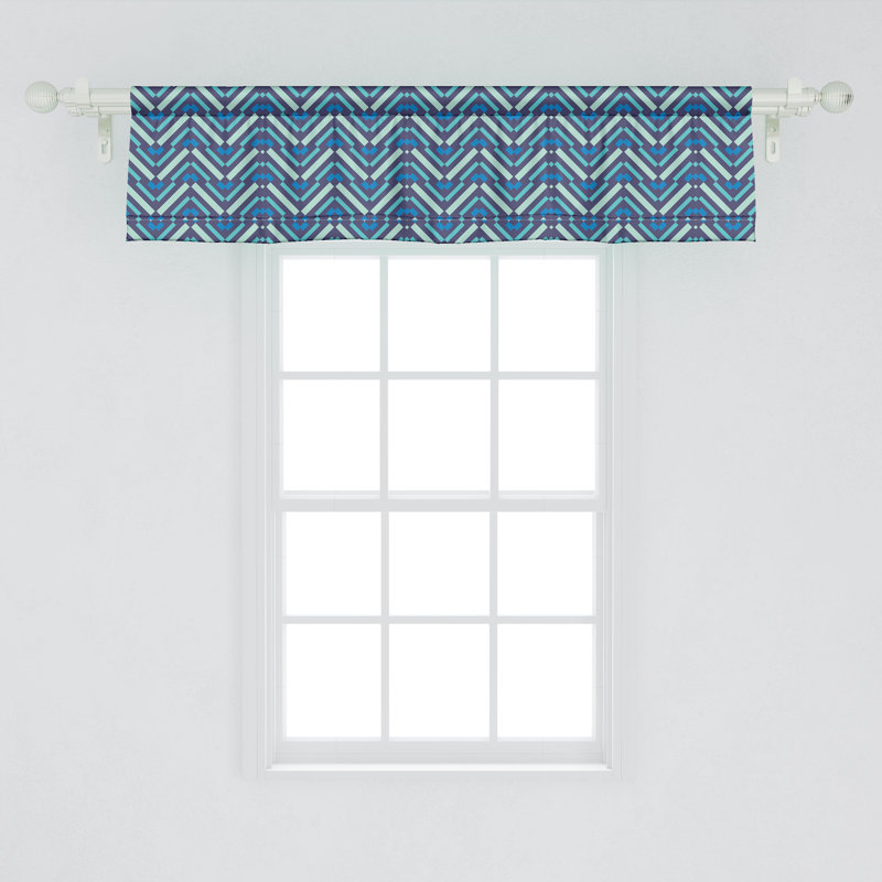 Multicolor Geometric Satin Polyester Rod Pocket Valance Set