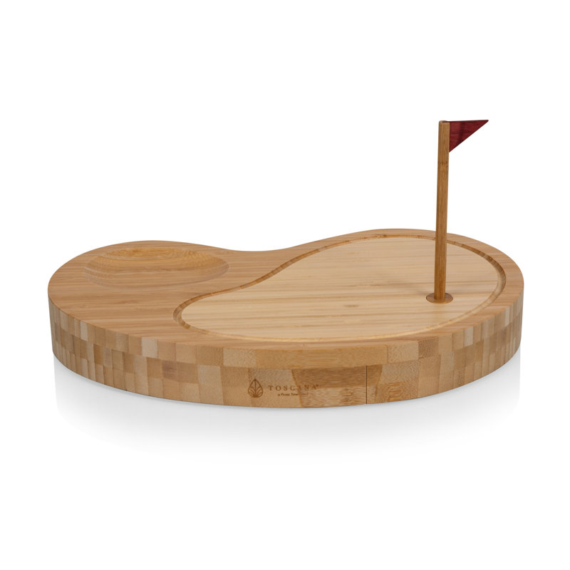 Bamboo Golf-Themed Cheese Board and Tool Set, 8 Piece