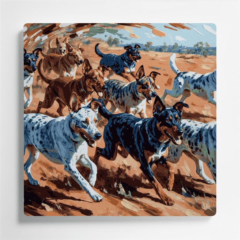 «Dogs Koolie», art mural en métal brun, H 32 po x l 32 po