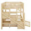 Lit superposé avec escalier de rangement et garde-corps, structure de lit superposé au sol en bois avec support de lattes robustes-258395538