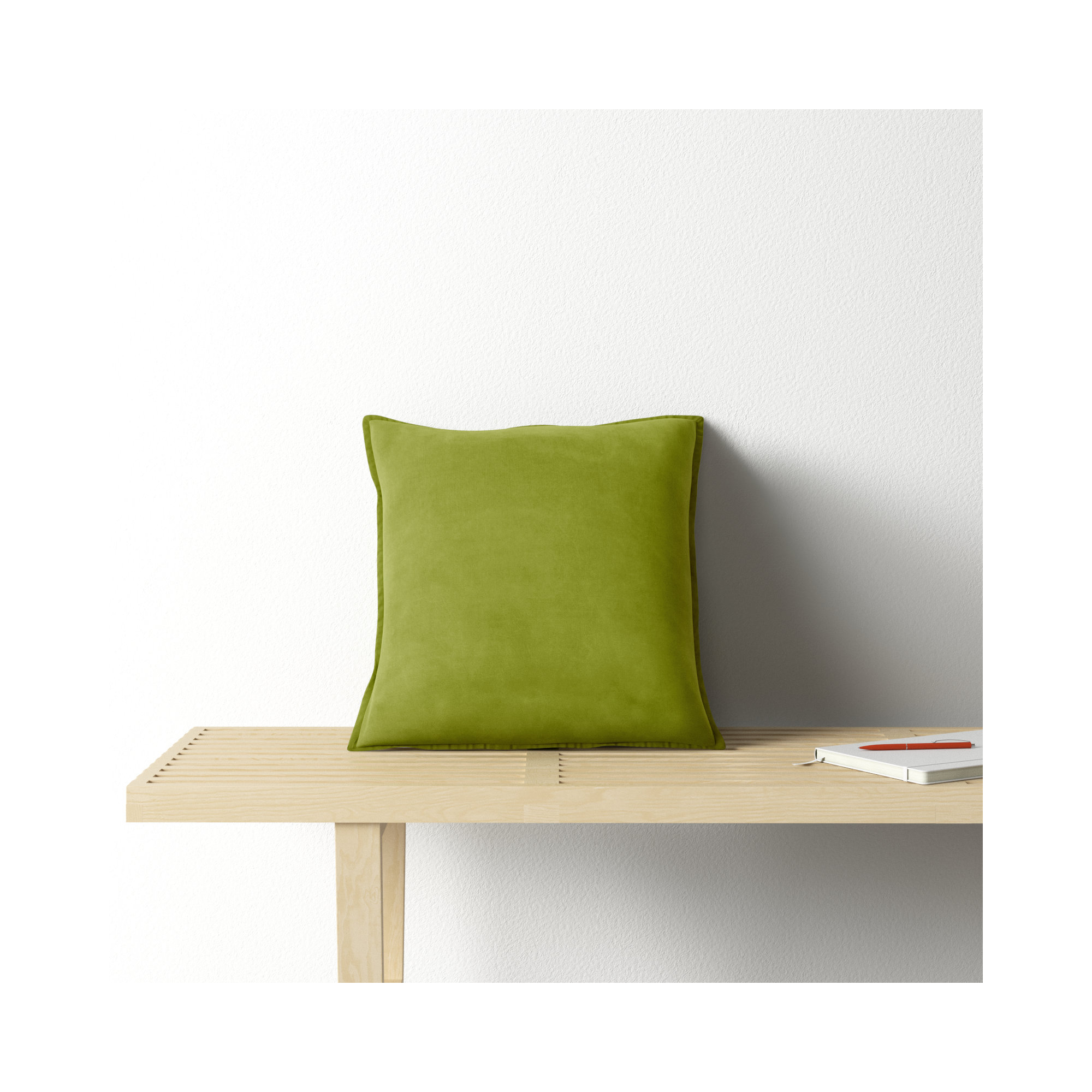 Edgar 100% Cotton Throw Pillow, Grass Green, Down, 20"H x 20"W