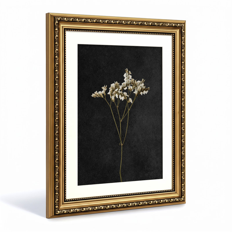 Victorian Dried Wildflower Vintage Botanical Artwork - Gold Framed Wall Art Canvas Print