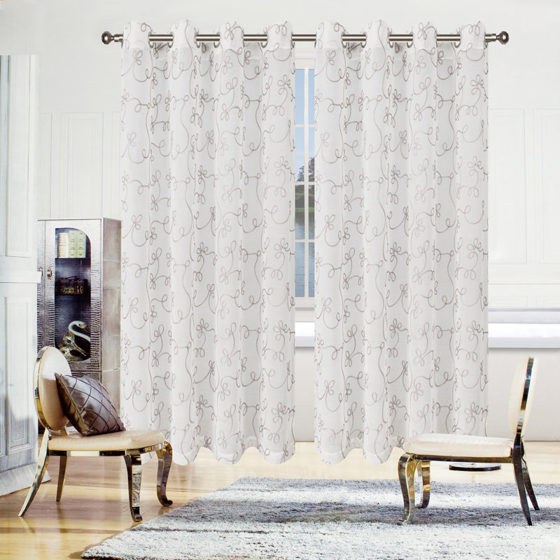 Titine Sheer Curtain Pair, Gray, 42" W x 108" L