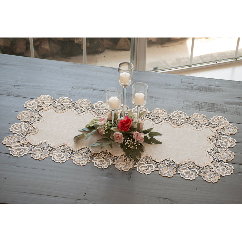 Chemin de table Beige Rose, 15 po x 35 po