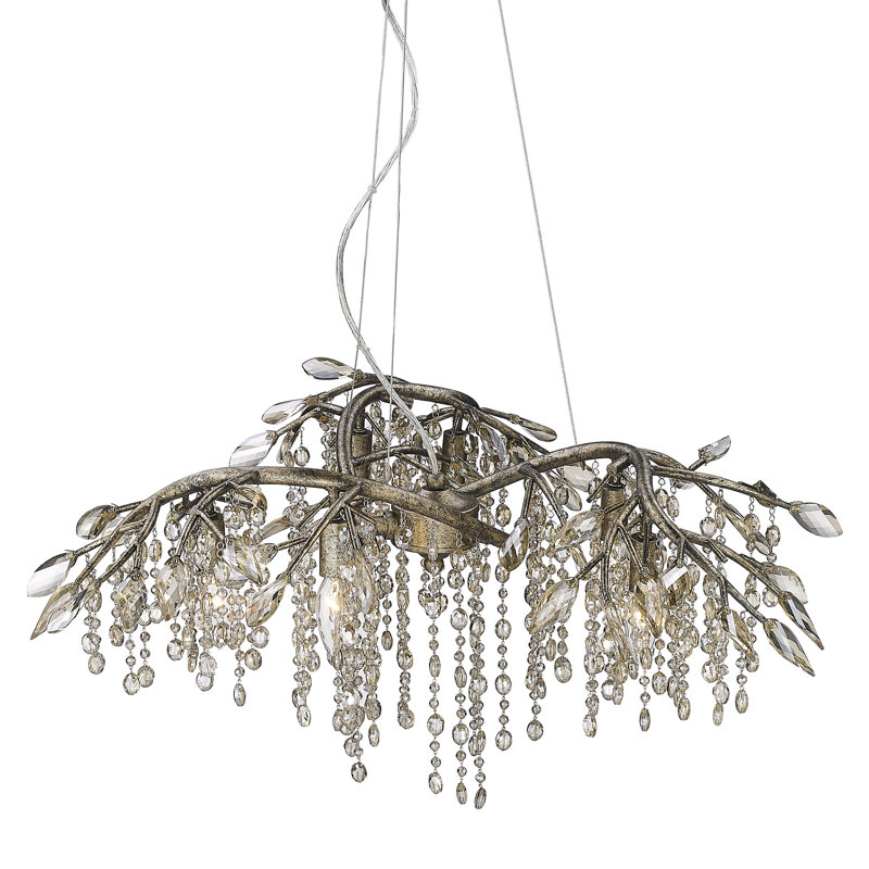Montriel 6 - Light Steel Dimmable Tiered Chandelier, Mystic Gold