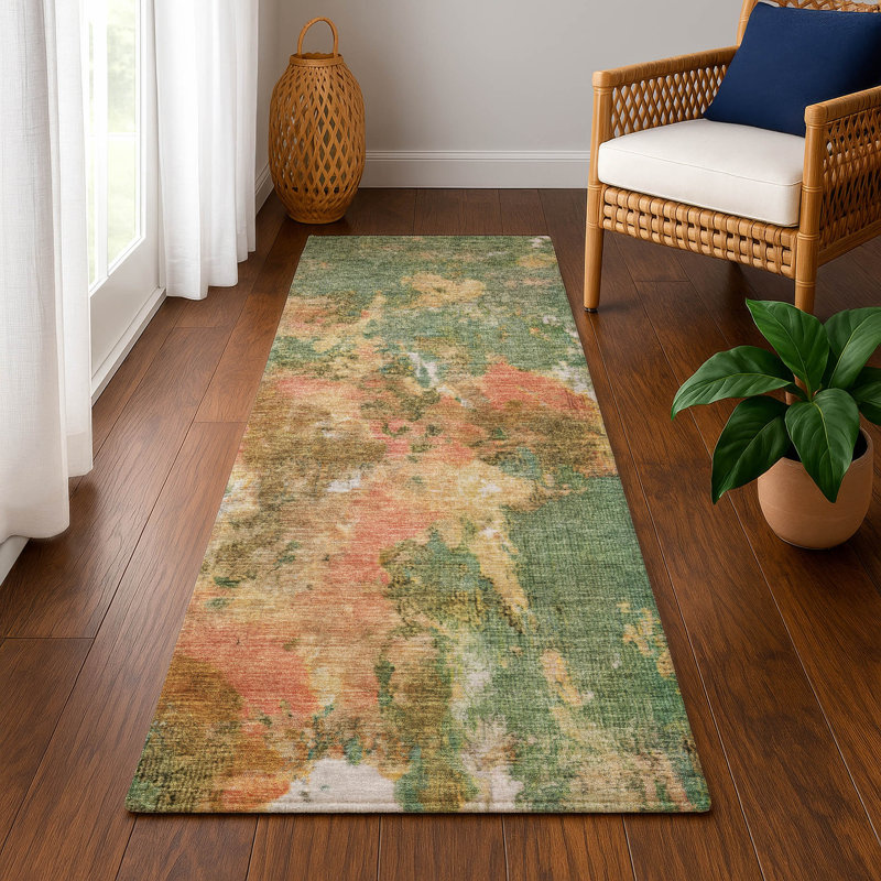 Tapis moderne de qualité supérieure lavable à la machine AMF1756, Tapis de couloir 2 pi 3 po x 7 pi 6 po