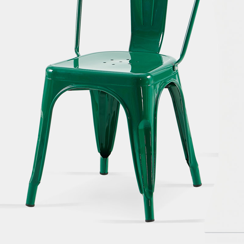 Kalya 18'' H Metal Stacking Side Chair, 2, Green