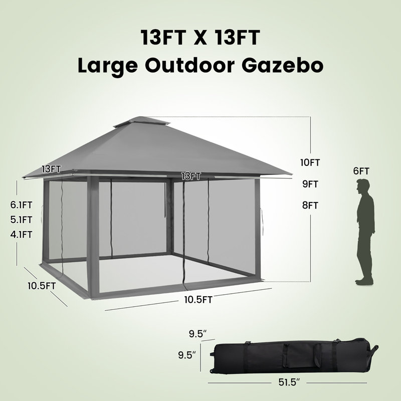 13 pi. L 13 pi. D Pavillon de jardin, Gris