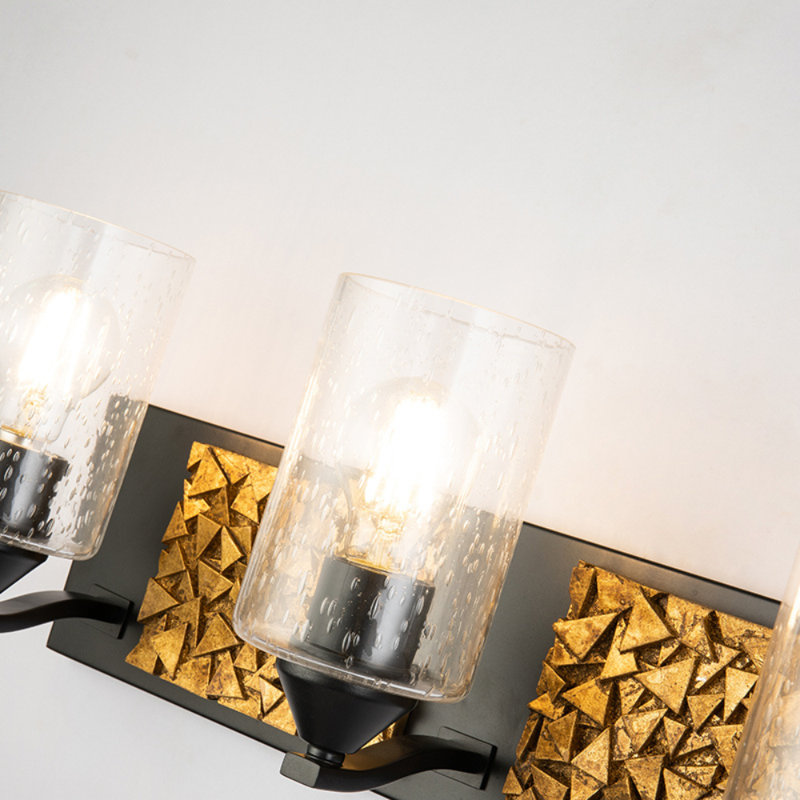 Bocage 4 Light Silver Bath Bar, Black/Gold