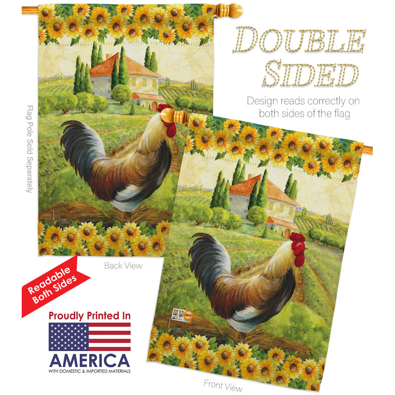Polyester à 2 faces 40 x 28 po country rooster drapeau pour la maison