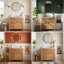 Armoire de meuble-lavabo 30 po Farmhouse, placage en bois d'acacia avec tiroirs profonds et portes à chevrons (naturel)
