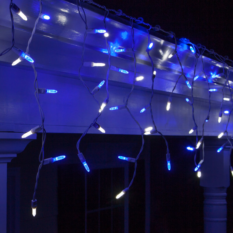 LED Icicle Lights, Blue/White