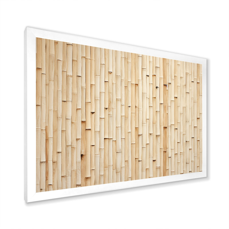 Minimalisme beige bambou sérénité - art mural en bambou, H 24 po x l 32 po x P 1 po, Cadre photo blanc