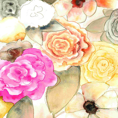 Aquarelle peinte fleur rose 3