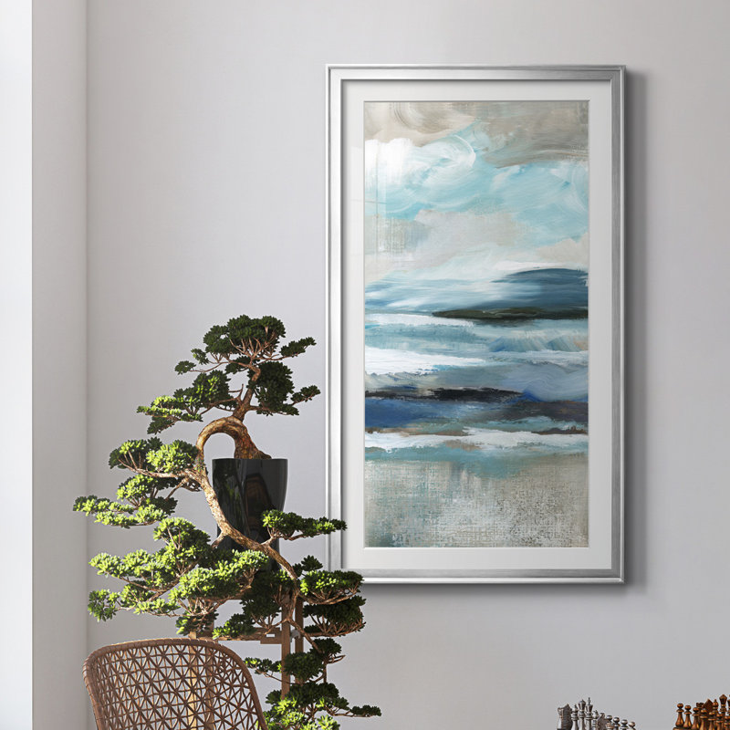 «Distant Drama II», peinture sur toile encadrée, H 22,5 po x l 30,5 po x P 1,5 po, Argent