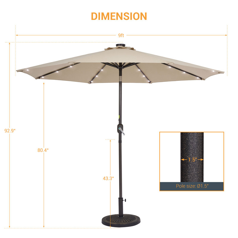 Parasol de marché éclairé 108 po Jamieson, Sable