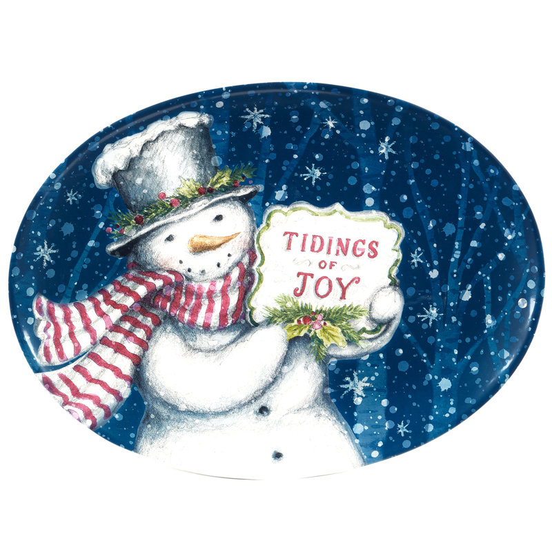 Plateau ovale bonhomme de neige 16 po x 12 po