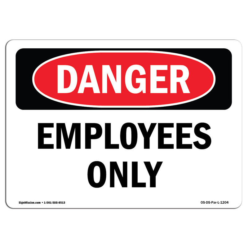 Employees Only Aluminum Sign 12 x 18, 12" H x 18" W x 0.1" D