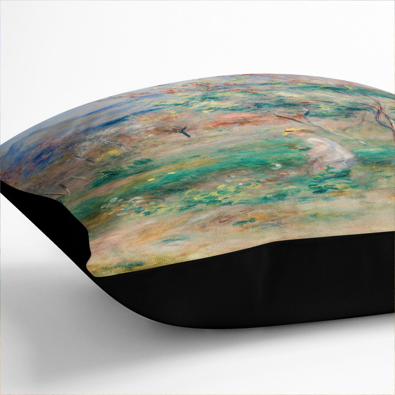 Girl In A Landscape Square Throw Cushion, 40cm H x 40cm W x 15cm D, Black