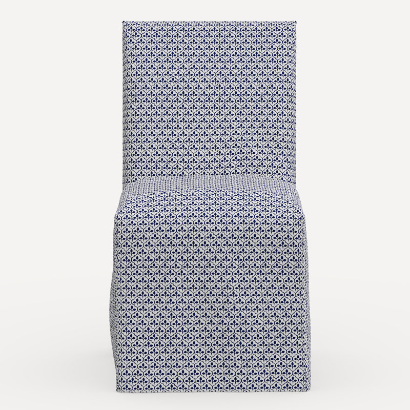 Sadia Slipcover Chair, Jr Sadhil Blue Geometric Linen
