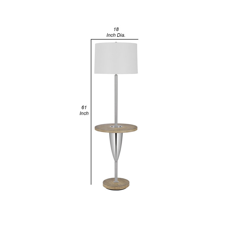 61'' Brown Tray Table Floor Lamp with USB