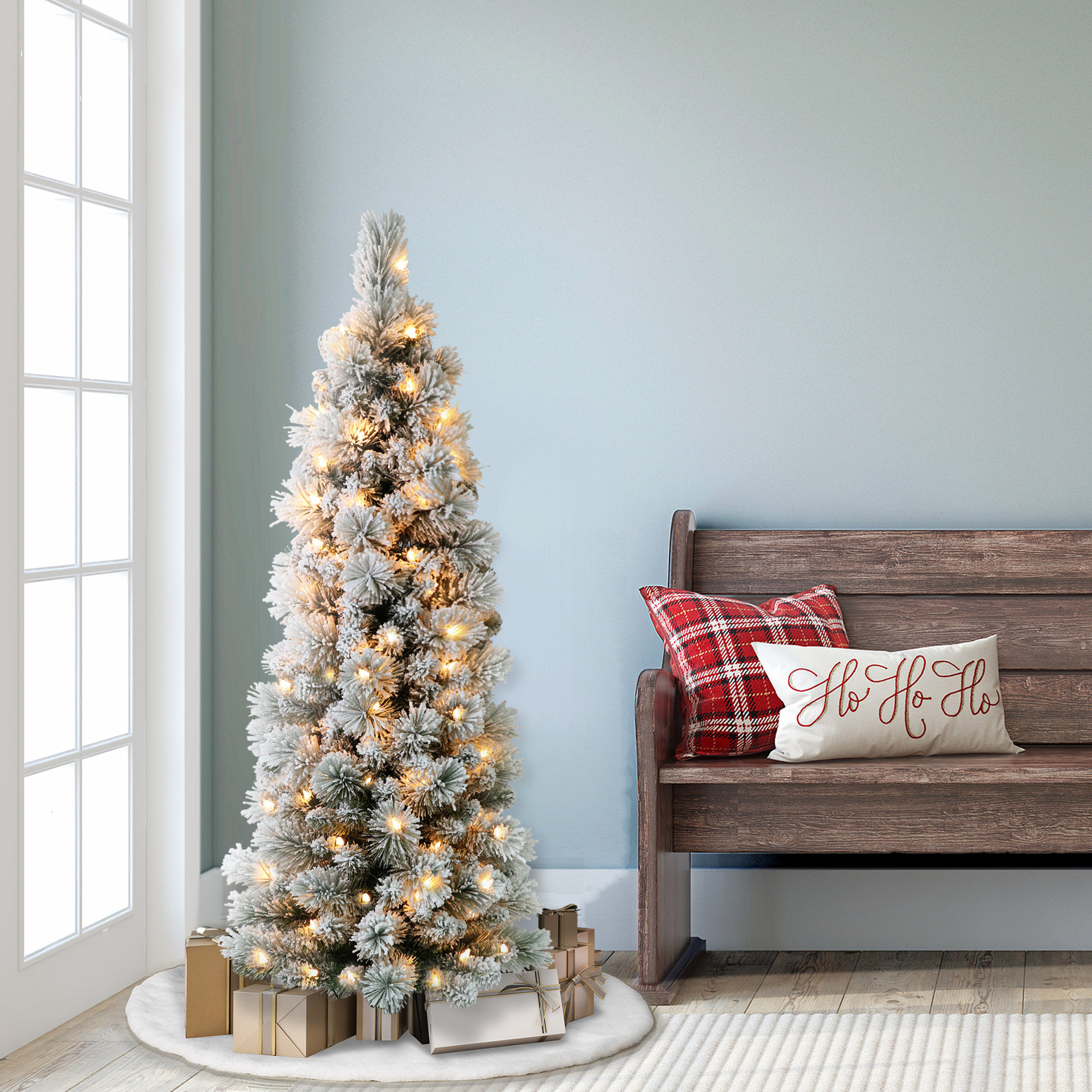 Lighted Artificial Pine Christmas Tree, 4.5' H