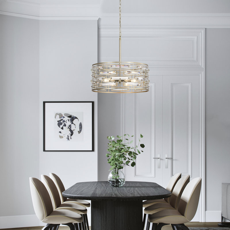 Lustre tambour 20 lumières Panra, Champagne brossé