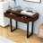 Minimalist Wooden Fluted Design Console Table with Two-Drawer, Metal Legs and Adjustable Feet-1221946323