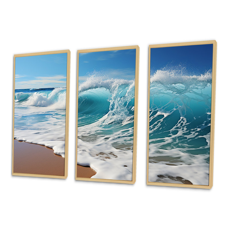 «Turquoise Power of Ocean Wave I», ensemble de reproductions d'art mural côtier, H 28 po x l 36 po x P 1 po