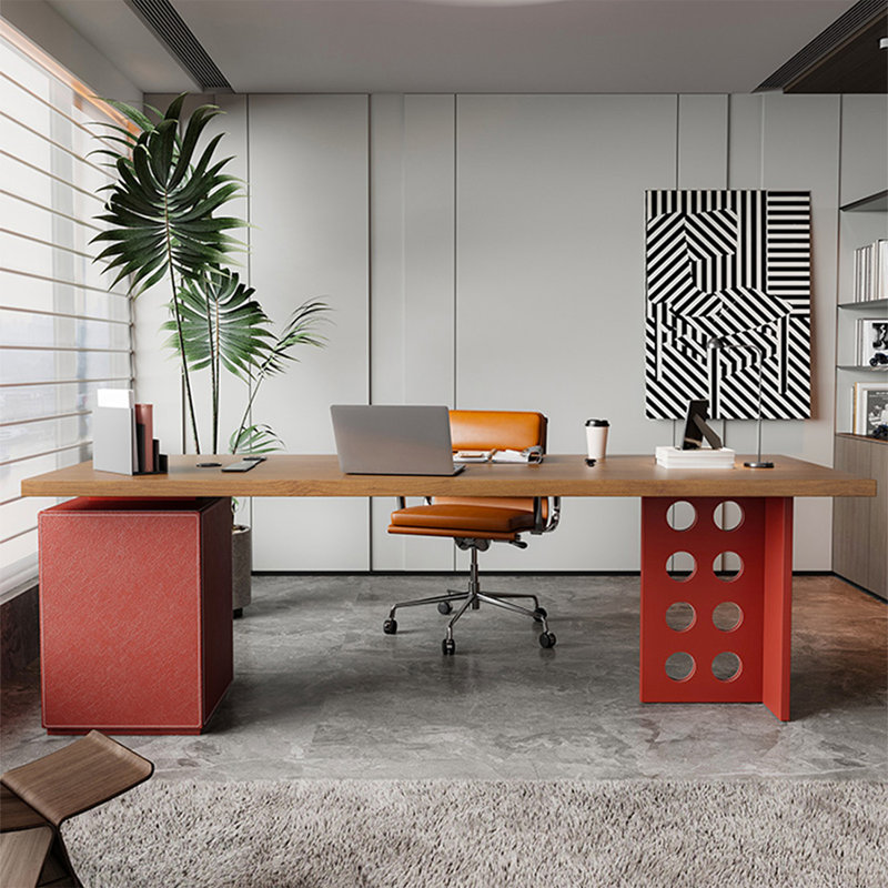 Bureau rectangulaire en bois massif brun noisette, 29.53" H x 62.99" W x 31.5" D, Retour à gauche