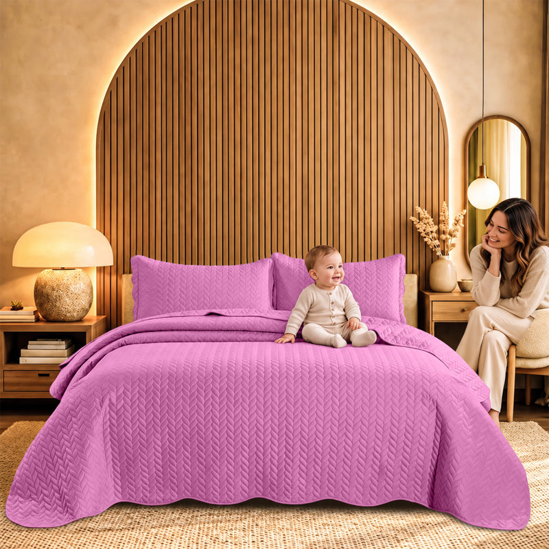 Ensemble d'édredon léger en microfibre avec taies décoratives Oxford, Twin Comforter + 1 Standard Sham, Lilas