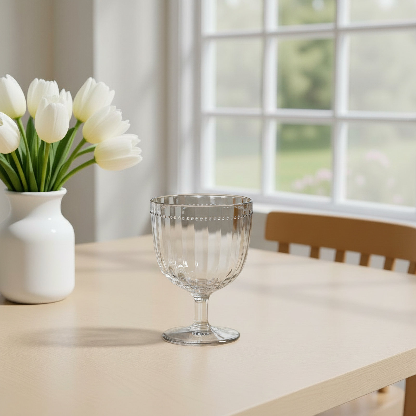 Everyday White Ribbed Goblet