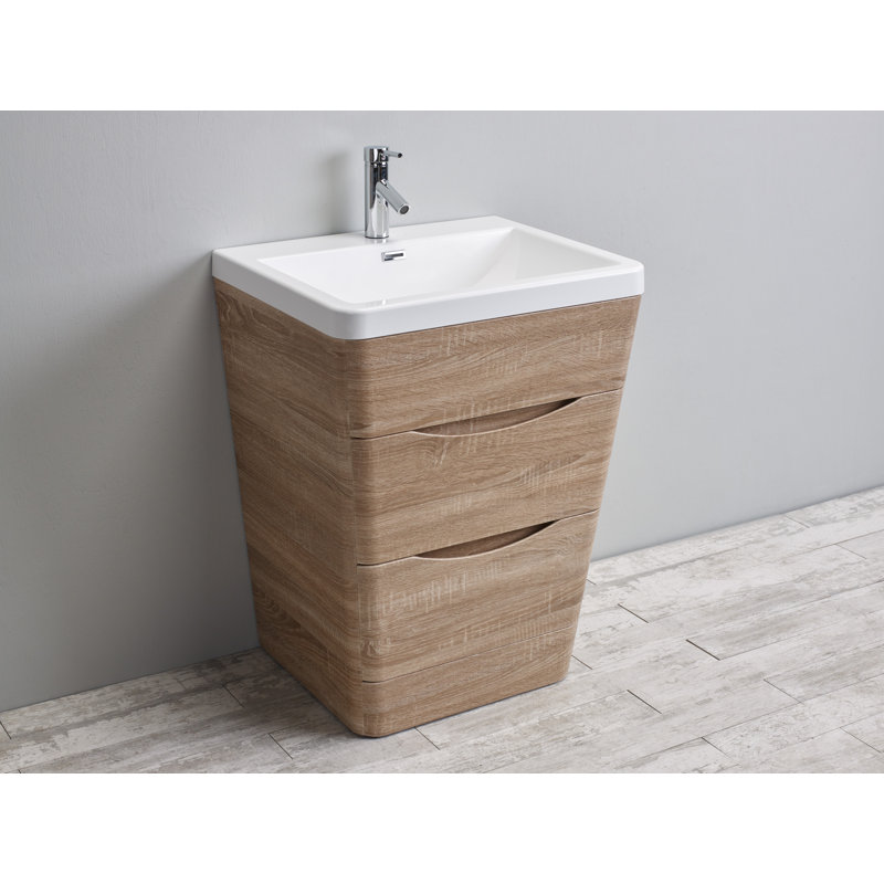Ensemble de meuble-lavabo simple 25 po Caddric, Chêne blanc