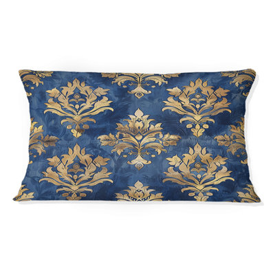 Coussin lombaire transitionnel bleu et doré Royal Damaska Glamour III