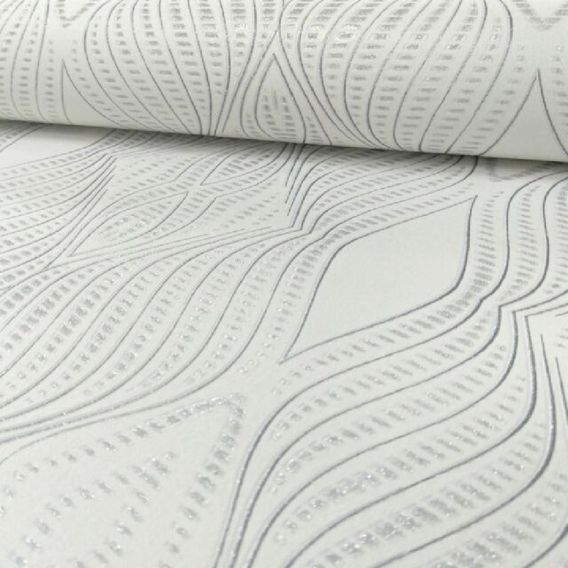 Riddle 10m x 53cm 3D Embossed Glitter Wallpaper Roll, White